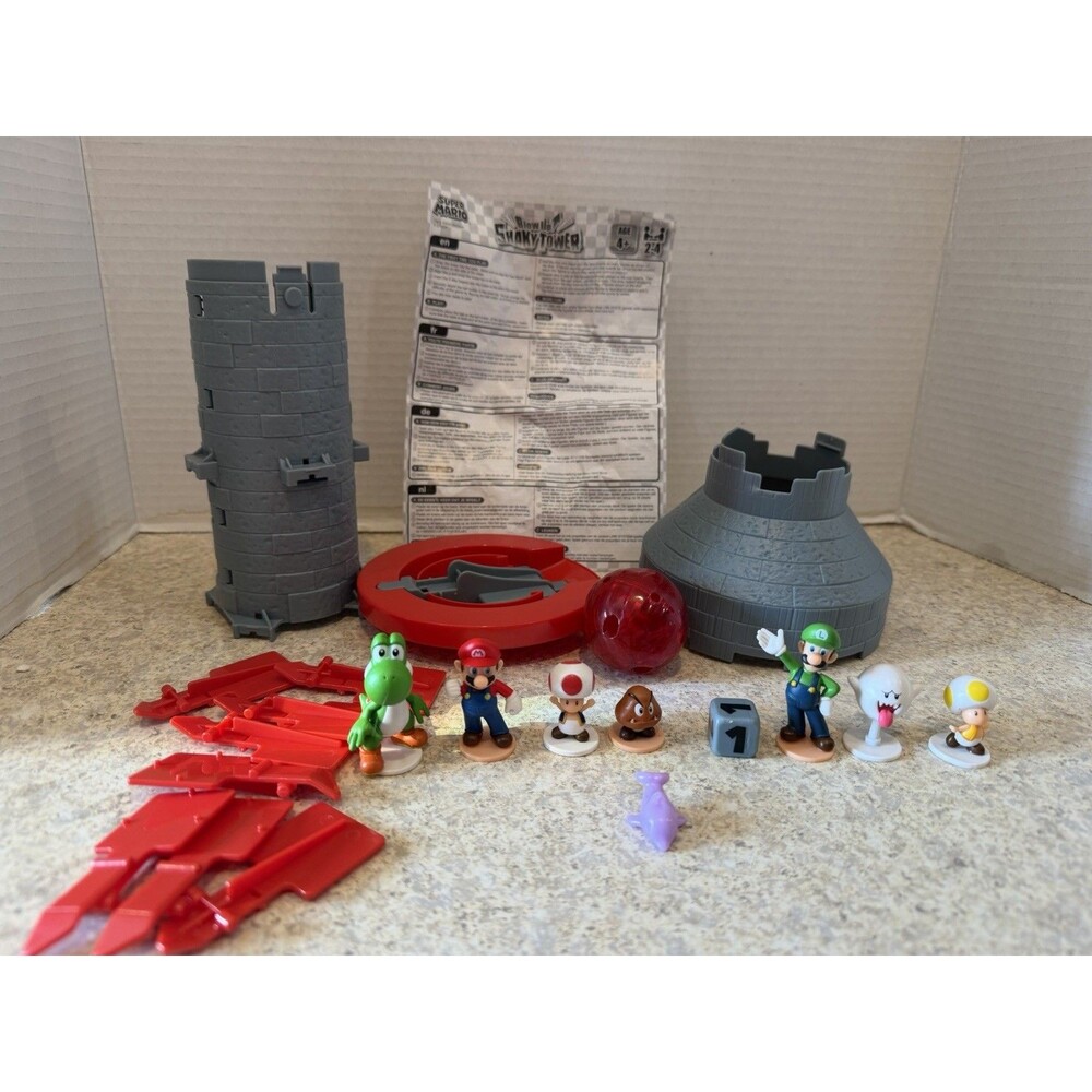 Epoch Games Super Mario Bros Blow Up Shaky Tower Balancing Game & Action Figures